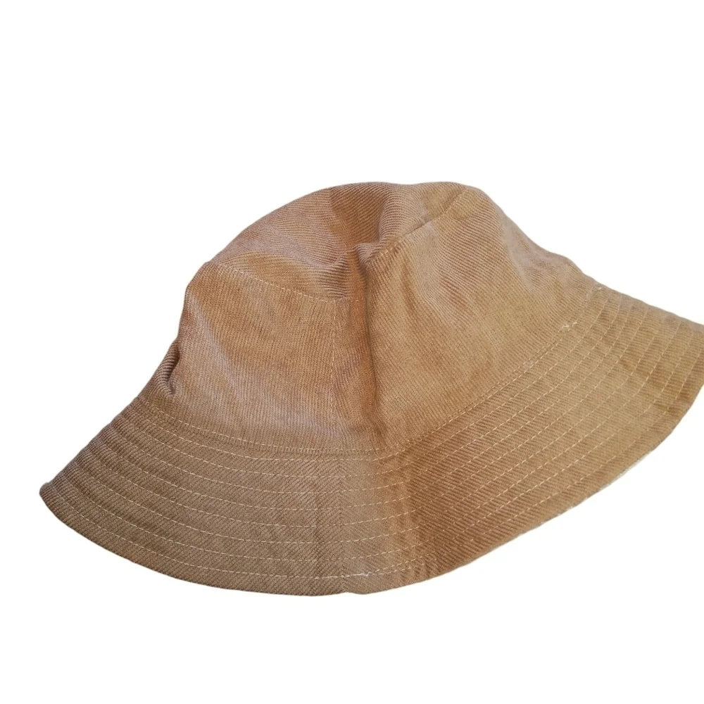 Jenni Reversible Corduroy & Plaid Bucket Hat NWT Brown/Tan OS - Picture 6 of 10